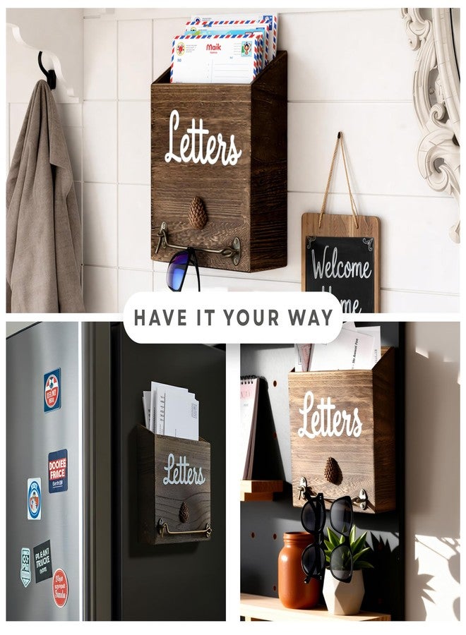 eBun Letter Organizer Wall Mount - Single Slot Mail & Bills Holder, Solid Wood Entryway Storage, No-Drill for Renters - Image 3