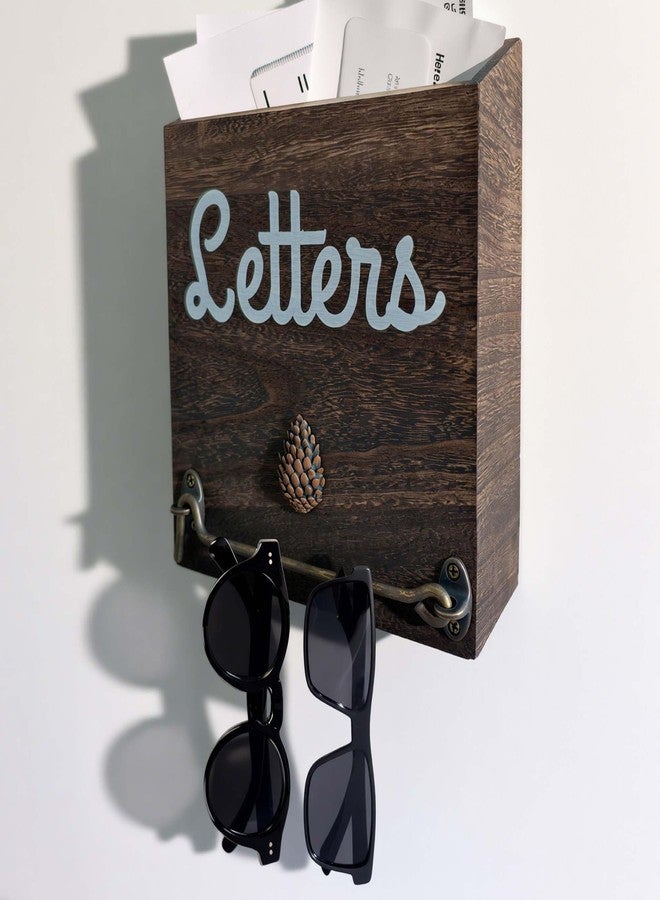 eBun Letter Organizer Wall Mount - Single Slot Mail & Bills Holder, Solid Wood Entryway Storage, No-Drill for Renters - Image 1