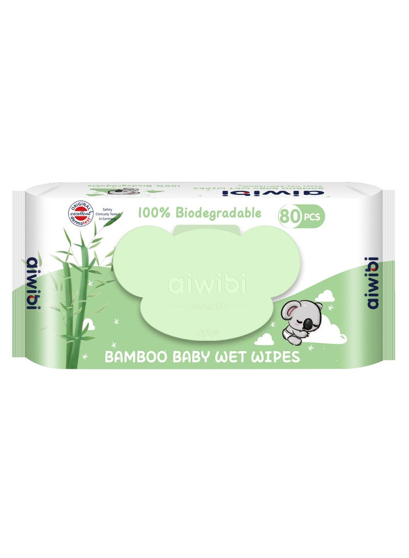 aiwibi Baby  Wet Wipes- Bamboo-Natural Tea Tree 80 Pcs*3 bags  - Image 1