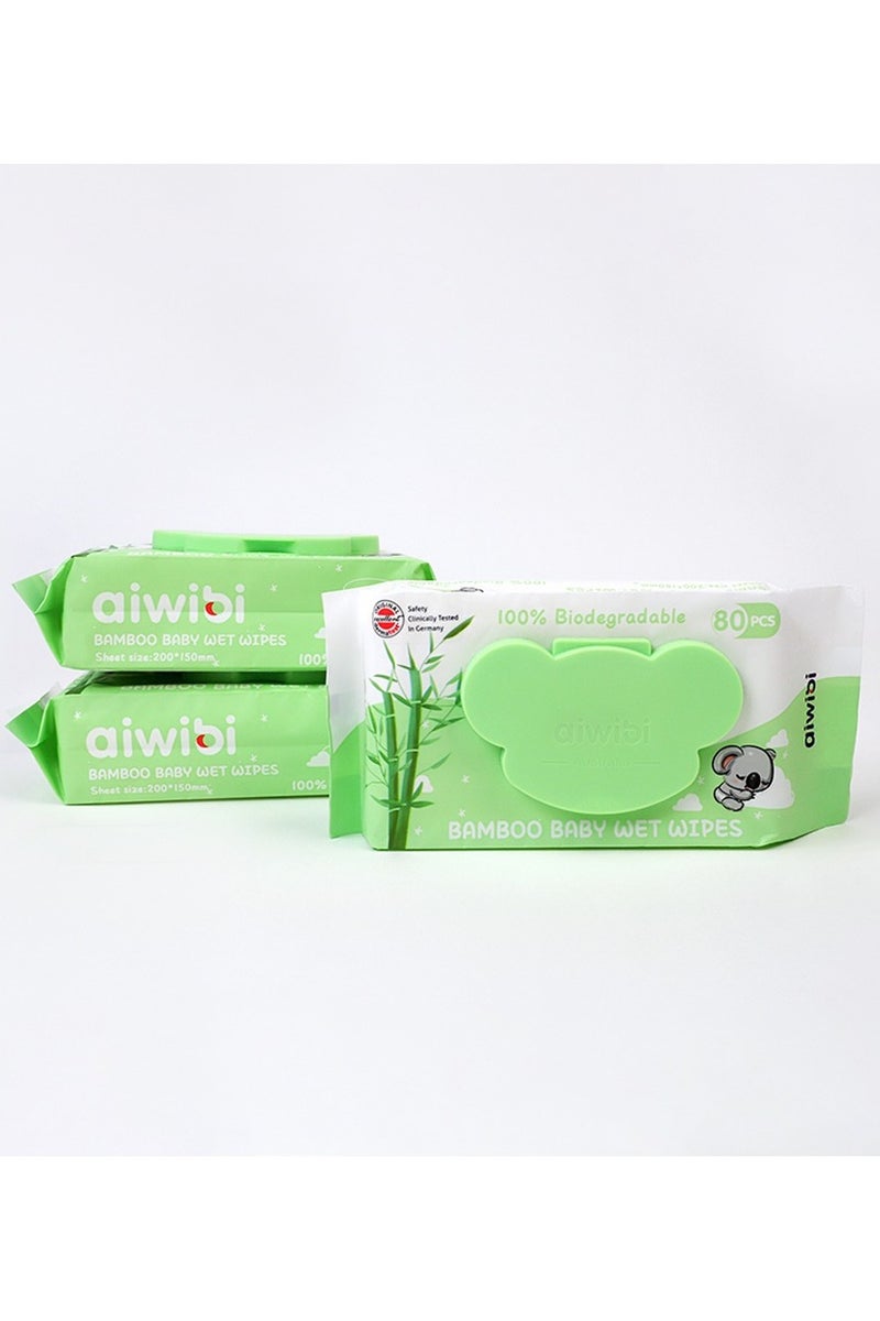 أيويبي مناديل مبللة للأطفال - الخيزران وشجرة الشاي الطبيعية 240 قطعة 2 + 1 مجانًا. - Image 2