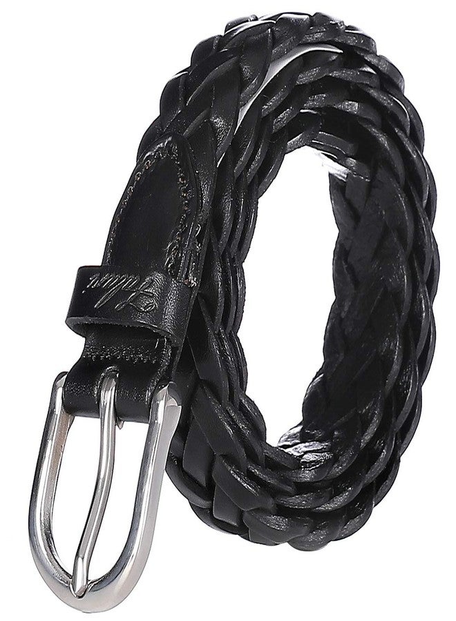 Falari Women's Leather Braided Belt 6007 - Black-S - Image 1