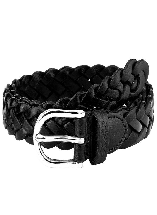 Falari Women's Leather Braided Belt 6007 - Black-S - Image 2