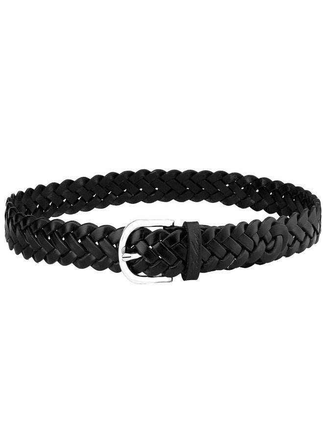 Falari Women's Leather Braided Belt 6007 - Black-S - Image 4