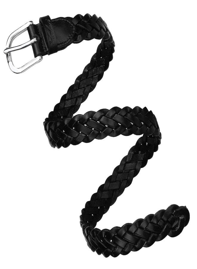 Falari Women's Leather Braided Belt 6007 - Black-S - Image 3