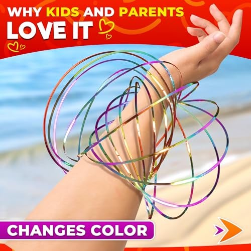 DIMROM Flow Ring Spinner Ring Arm Toy 5.1" - Rugged, Corrosion Resistant Stainless Steel Geometric Sensory Spring Toy, Changing Colors, Compact Size - Comfortable Fit Magic Flow Bracelet with Calming Effect - Image 4