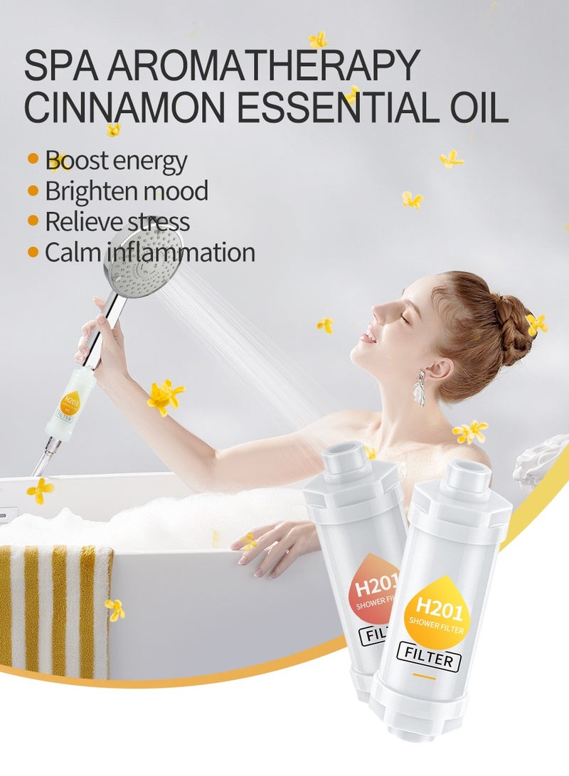 BEIRUI Aromatherapy Shower Head Filter, Vitamin C Shower Head Filter, Aromatherapy Hard Water Softener, Chlorine & Rust Remover, Water Purification Filter Shower Head, Prevents Dry Skin & Hair Loss (Osmanthus Scent/Peach Scent) - Image 2