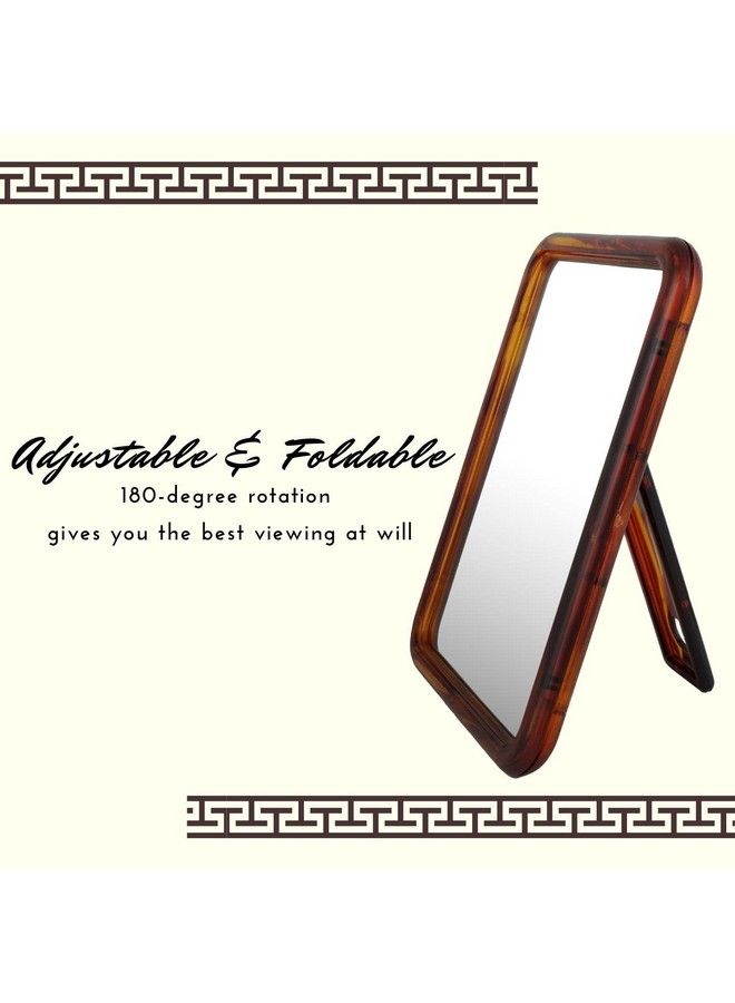 Scarlet Line Rectangular One Sided Makeup Mirror Adjustable N Foldable Hand Mirror For Makeup Handy Mirror For Travel With Plastic Handle Stand - Image 3