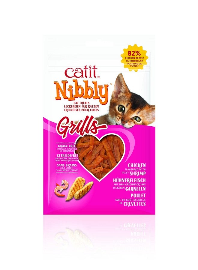كاتيت مكافآت القطط من Nibbly Grills، وصفة الدجاج والروبيان - مكافآت القطط الخالية من الحبوب 1.06 أونصة (عبوة واحدة) - Image 1