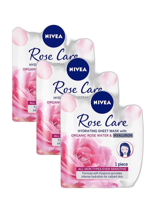 Nivea قناع وجه هيدراتينغ من روز للعناية بجميع أنواع البشرة 2.96 جرام عبوة من 3 - Image 1