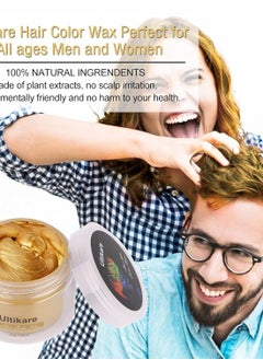 Ultikare Hair Color Wax Blonde, Ultikare Instant Hair Dye Cream Mud Washable Temporary Hair Dye Natural Hairstyle Color Pomade for Party, Cosplay, Halloween (Gold)  - Image 5