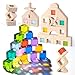 Woodtoe Wooden Rainbow Building Blocks Set for Toddlers 22 PCS Wooden Blocks 25 PCS Gem Cubes Stacking Blocks Montessori Stacking Toys Educational STEM Birthday Toys Gifts for Kid Boy Girl 36 - Image 3