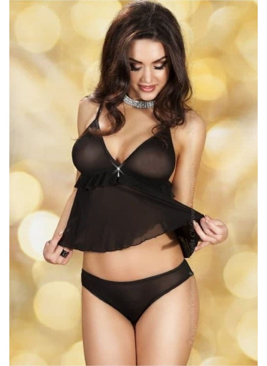 Qvien Secret Women's Underwear Black Undershirt Panties Underwear Set - G-5033  - Image 1