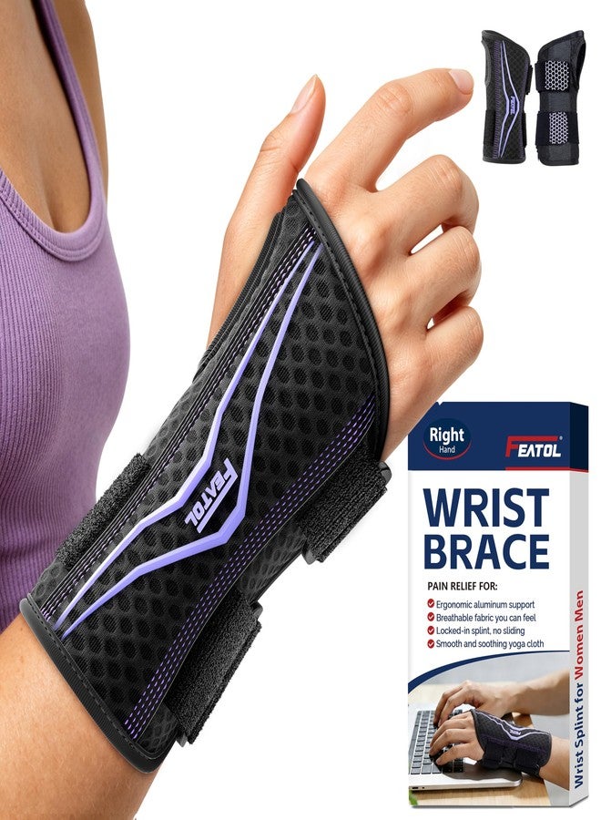 FEATOL Wrist Brace with Ergonomic Wrist Splint Right Hand, Breathable Hand Support for Women and Men, Pain Relief for Carpal Tunnel, Tendonitis & Daily Work, Medium - Image 1
