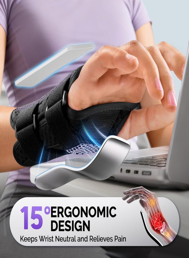FEATOL Wrist Brace with Ergonomic Wrist Splint Right Hand, Breathable Hand Support for Women and Men, Pain Relief for Carpal Tunnel, Tendonitis & Daily Work, Medium - Image 3