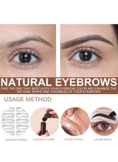 OUHOE Eyebrow Powder Stamp Stencil Kit One Step Shaping Kitwaterproof Eyebrow Long Lasting Eyebrow Stamp With 10 Reusable Eyebrow Stencils (Medium Brown)  - Image 4
