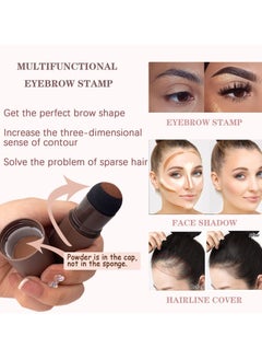 OUHOE Eyebrow Powder Stamp Stencil Kit One Step Shaping Kitwaterproof Eyebrow Long Lasting Eyebrow Stamp With 10 Reusable Eyebrow Stencils (Medium Brown)  - Image 3