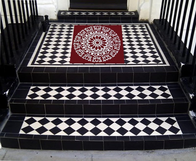 ABS HERBALS RangoliKolam Sticker Traditional Handmade Kolam ArtDesign Sticker for Pooja Room Home Entrance Tile Floor MeroonModal MM6P Pack of Medium Sticker 6Pcs - Image 3