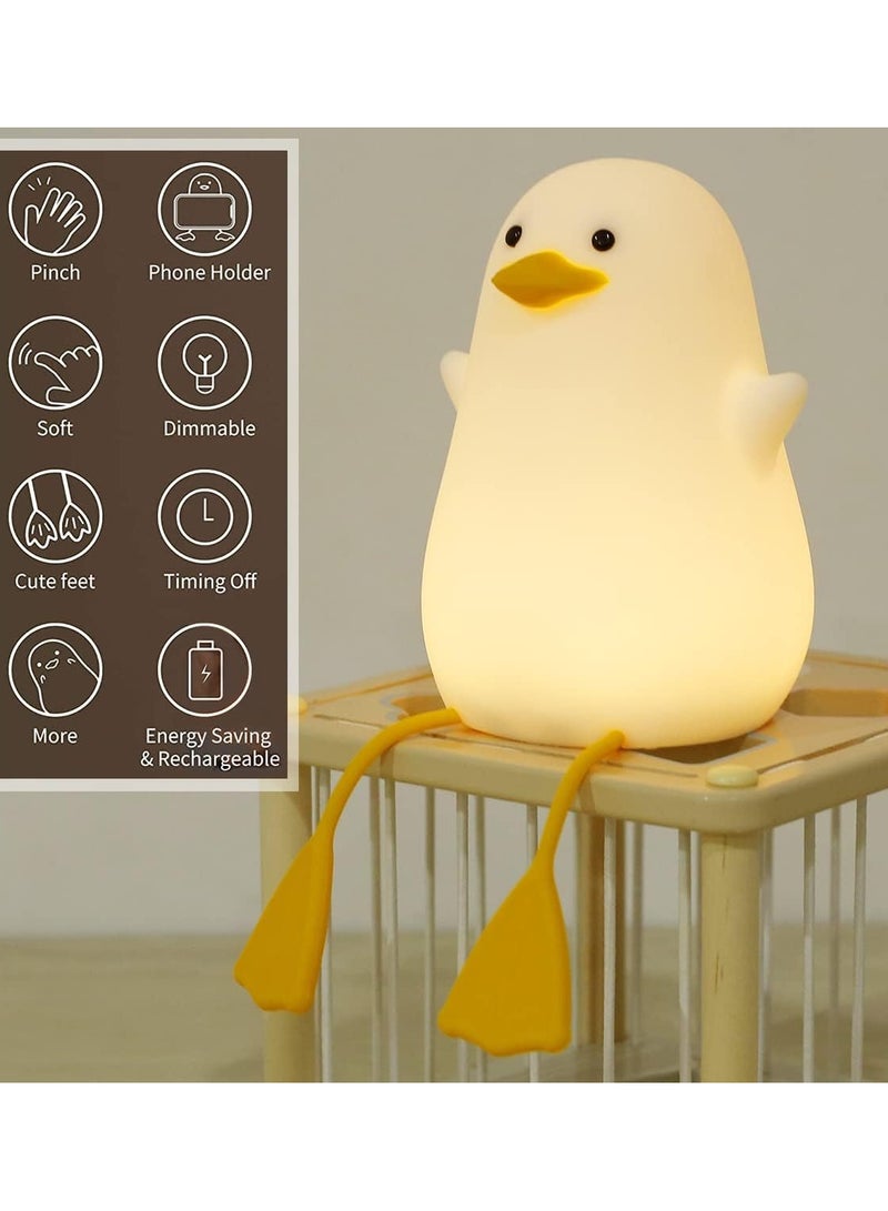 مصباح ليلي لطيف على شكل بطة، مصباح بطة لطيف من السيليكون للاطفال، بطة مضيئة لطيفة، مصابيح LED قابلة لاعادة الشحن بمنفذ USB مع تحكم باللمس لغرفة الاطفال وغرفة النوم - Image 3