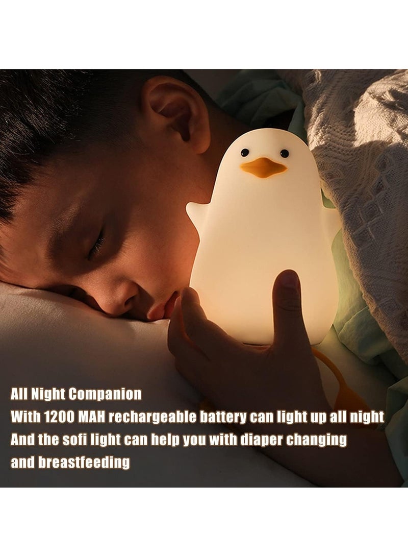 مصباح ليلي لطيف على شكل بطة، مصباح بطة لطيف من السيليكون للاطفال، بطة مضيئة لطيفة، مصابيح LED قابلة لاعادة الشحن بمنفذ USB مع تحكم باللمس لغرفة الاطفال وغرفة النوم - Image 2