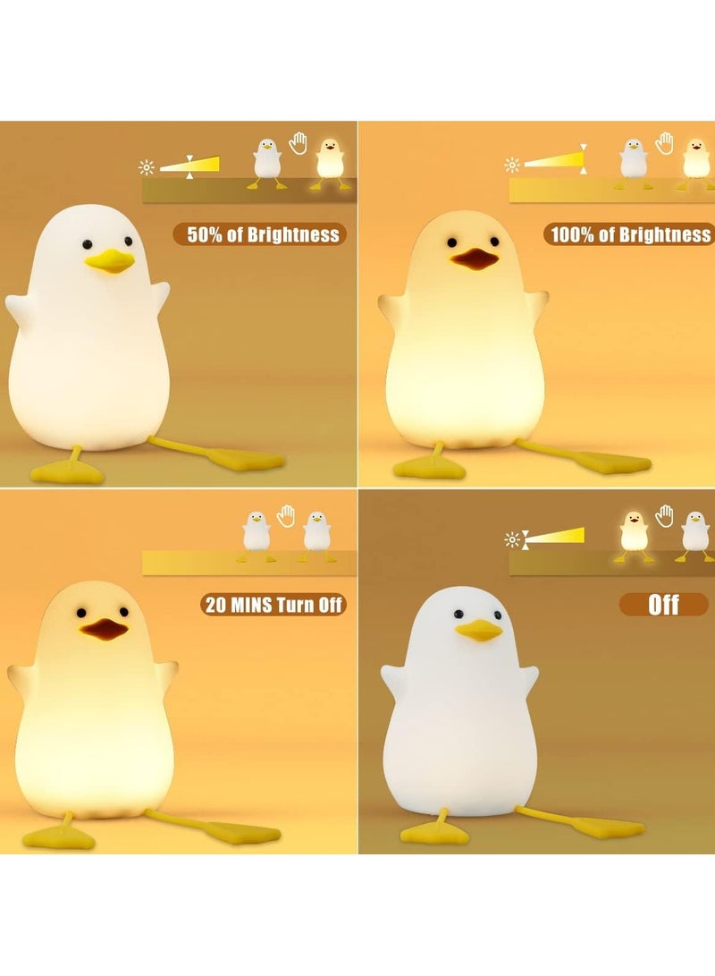 مصباح ليلي لطيف على شكل بطة، مصباح بطة لطيف من السيليكون للاطفال، بطة مضيئة لطيفة، مصابيح LED قابلة لاعادة الشحن بمنفذ USB مع تحكم باللمس لغرفة الاطفال وغرفة النوم - Image 4