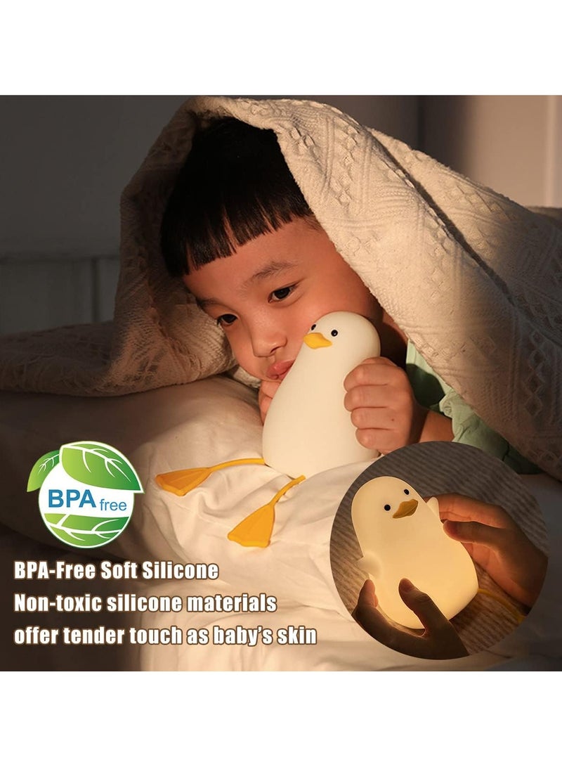 مصباح ليلي لطيف على شكل بطة، مصباح بطة لطيف من السيليكون للاطفال، بطة مضيئة لطيفة، مصابيح LED قابلة لاعادة الشحن بمنفذ USB مع تحكم باللمس لغرفة الاطفال وغرفة النوم - Image 5