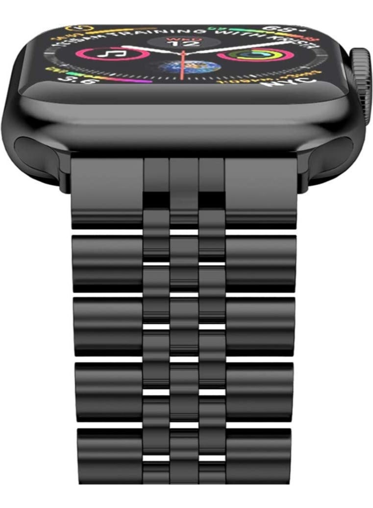 ELTRAZONE Compatible with Apple Watch Band 44mm 42mm 40mm 38mm Stainless Steel Heavy Band with Butterfly Folding Clasp Link Bracelet for iWatch Series 6/SE Series 5/4/3/2/1 Men Black 40mm/38mm - Image 3