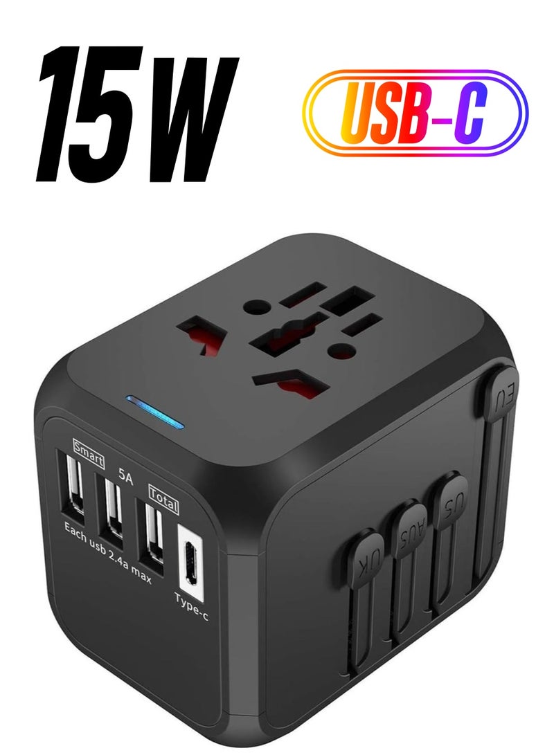 ELTRAZONE International Power Adapter – All-in-One Wall Outlet Adaptor Charger with High-Speed 2.4A 3 USB Ports & 3.0A Type-C, Worldwide Travel Plug Adapter for Universal Use - Image 1