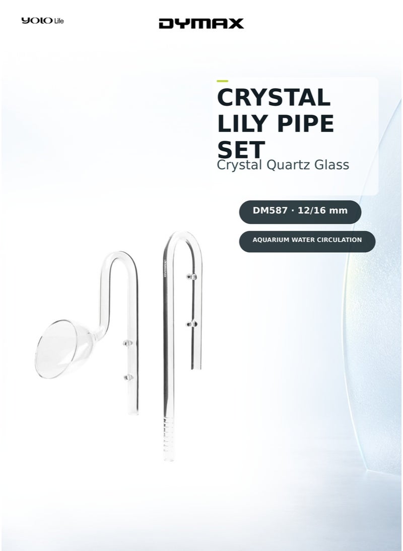 Dymax Crystal Lily Pipe Set (12/16 mm), Quartz Glass Inflow and Outflow Pipe, Aquarium Filtration System, for Tank Circulation, Aquascaping, Plants - Image 2