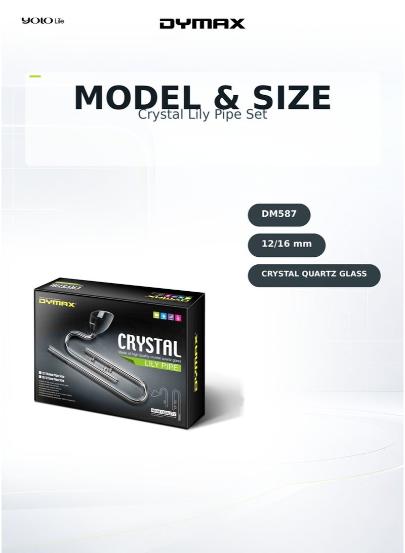 Dymax Crystal Lily Pipe Set (12/16 mm), Quartz Glass Inflow and Outflow Pipe, Aquarium Filtration System, for Tank Circulation, Aquascaping, Plants - Image 3