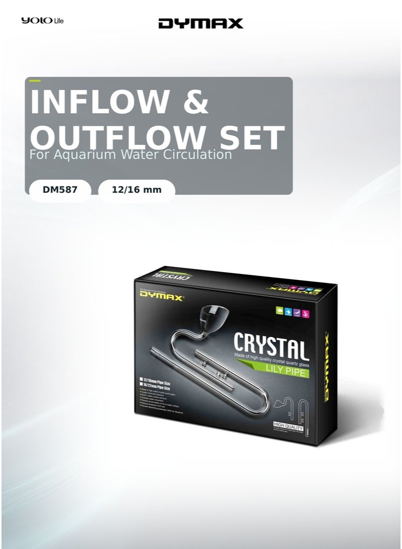 Dymax Crystal Lily Pipe Set (12/16 mm), Quartz Glass Inflow and Outflow Pipe, Aquarium Filtration System, for Tank Circulation, Aquascaping, Plants - Image 4