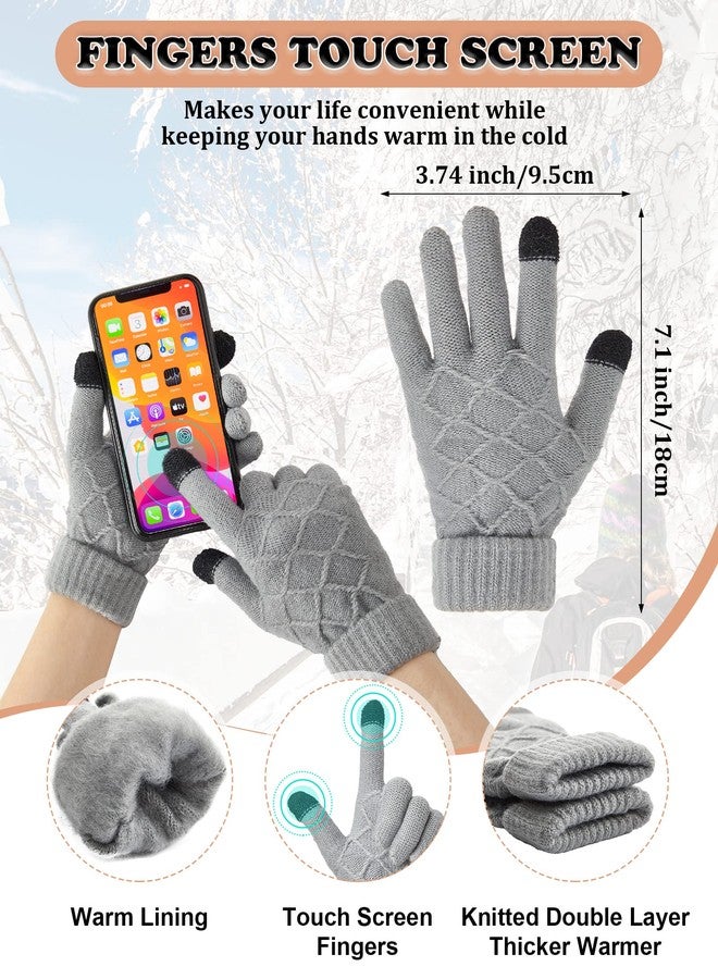 JaGely 9 Pcs Winter Warm Beanie Hat Plaid Scarf Gloves Set Winter Buffalo Plaid Scarf Knitted Beanie Hat Touch Screen Gloves for Men and Women Outdoor Running Ski - Image 4