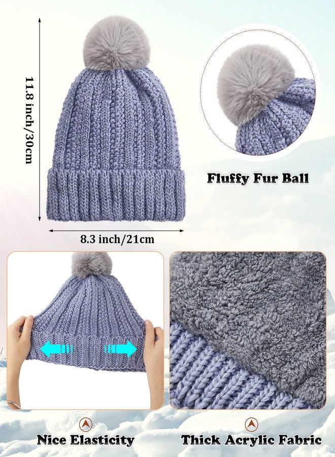 JaGely 9 Pcs Winter Warm Beanie Hat Plaid Scarf Gloves Set Winter Buffalo Plaid Scarf Knitted Beanie Hat Touch Screen Gloves for Men and Women Outdoor Running Ski - Image 2