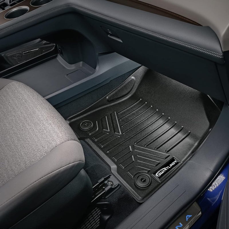 SMARTLINER Custom Fit Floor Mats 2 Row Liner Set Black for 2021-2023 Toyota Sienna - Image 3