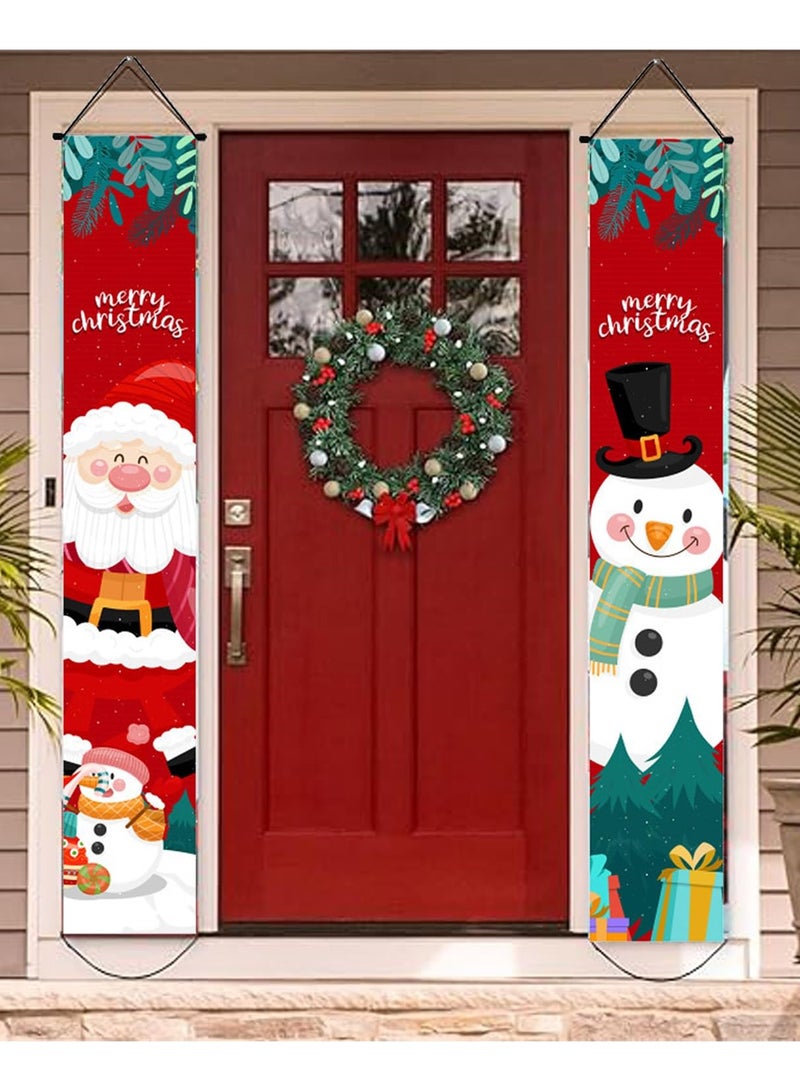 Porch Banner Hanging Banner Welcome Slogan Couplet Porch Flag Holiday Decoration Hanging Flag Christmas (C) - Image 1