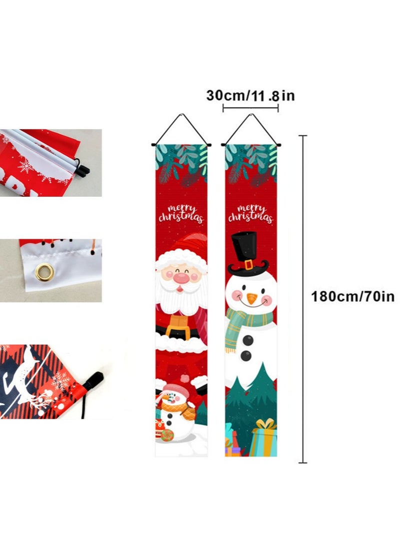 Porch Banner Hanging Banner Welcome Slogan Couplet Porch Flag Holiday Decoration Hanging Flag Christmas (C) - Image 3