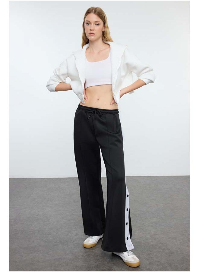 trendyol - Black Color Block Diver/Scuba Fabric Leg Snap Detail Knitted Sports Sweatpants THMAW25EA00001 - Image 1