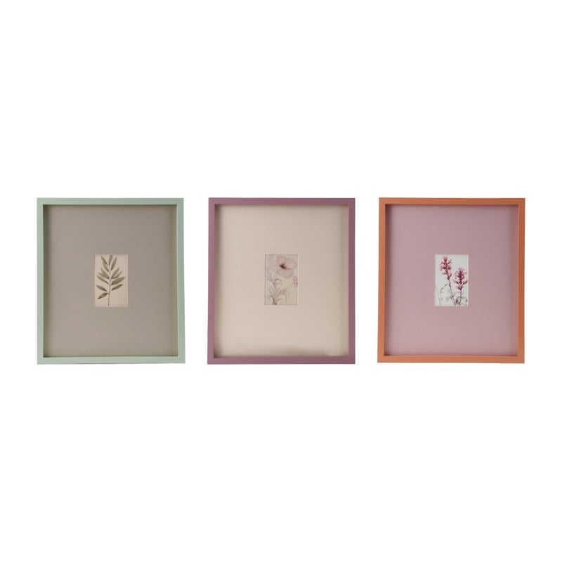 Creative Co-Op 3-Piece Wood Framed Glass Photo Frame Set with Oversized Mat, Multicolor - Image 1