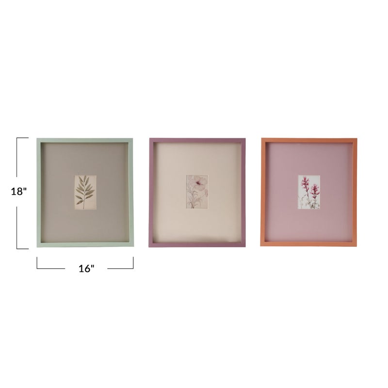 Creative Co-Op 3-Piece Wood Framed Glass Photo Frame Set with Oversized Mat, Multicolor - Image 2