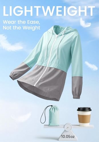 Zando Womens Rain Jacket with Hood - Packable Raincoat for Women Lightweight Rain Jacket Women Waterproof Windproof Windbreaker for Outdoor Travel Hiking Commute Walk Gifts Mint Green L - Image 2