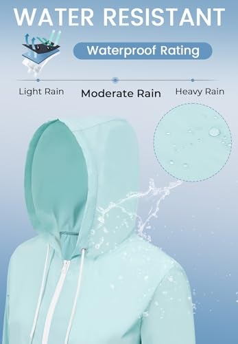 Zando Womens Rain Jacket with Hood - Packable Raincoat for Women Lightweight Rain Jacket Women Waterproof Windproof Windbreaker for Outdoor Travel Hiking Commute Walk Gifts Mint Green L - Image 4
