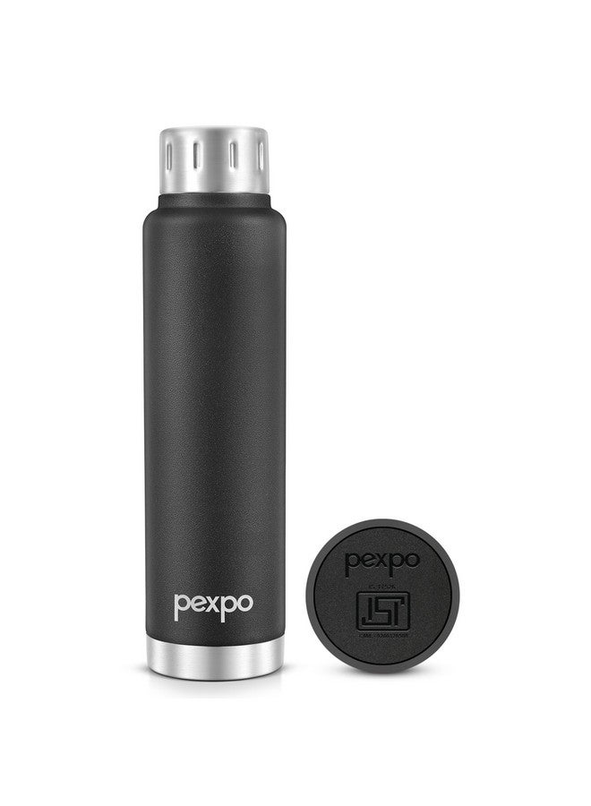 Pexpo Cameo ISI Certified Vacuum Insulated 500ml Stainless Steel Water Bottle - Black Knight| Hot & Cold Upto 6-8 Hours | Leak Proof | Office, School, Gym, & Travelling|Men, Women & Kids - Image 1