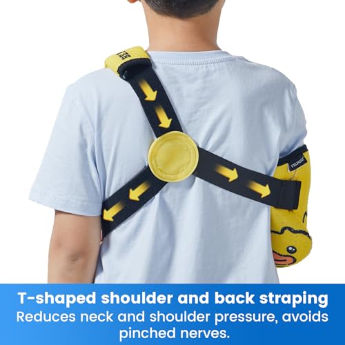 Velpeau Kids Arm Sling Shoulder Immobilizer with Waist Strap, Sponge Filled Design, Arm Support Brace for Children, Boys, Girls (Comfort Version, Duck Print, Left, 2XS: Bust 19″-23.5″) - Image 3