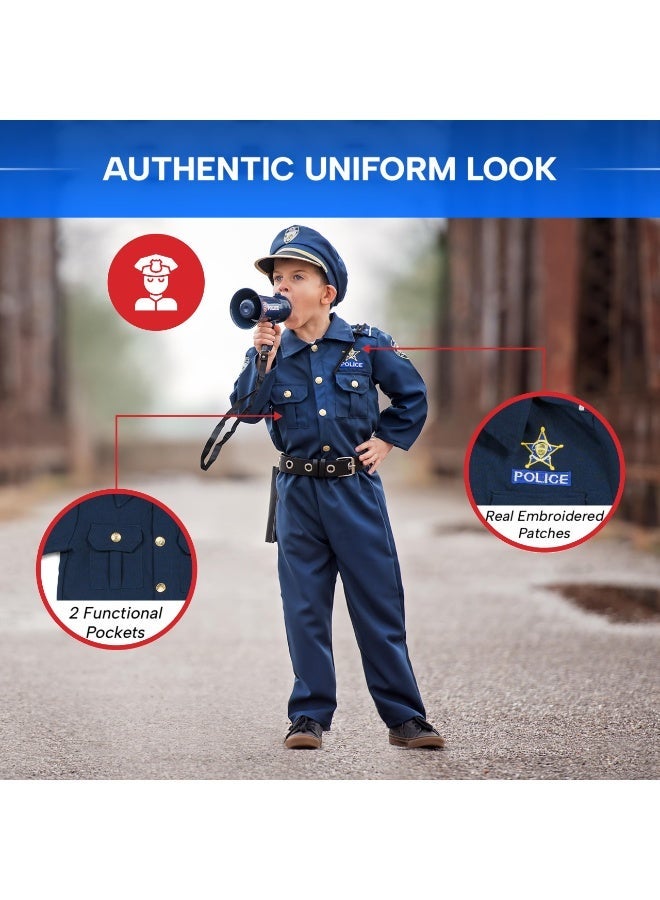 Halamodo 4 Pcs Kids Police Costume Set With Shirt, Pants, Hat and Belt, Children Role Play Cosplay Costume For Birthday Party, Stage Performance, Themed Party, Talent Show, Masquerade ,Best Gift For Boys and Girls - Image 4