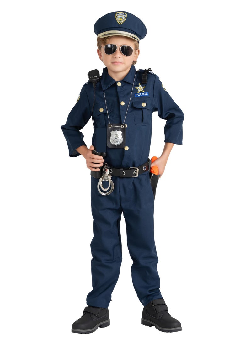 Halamodo 4 Pcs Kids Police Costume Set With Shirt, Pants, Hat and Belt, Children Role Play Cosplay Costume For Birthday Party, Stage Performance, Themed Party, Talent Show, Masquerade ,Best Gift For Boys and Girls - Image 2
