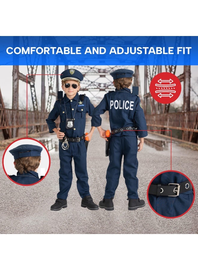 Halamodo 4 Pcs Kids Police Costume Set With Shirt, Pants, Hat and Belt, Children Role Play Cosplay Costume For Birthday Party, Stage Performance, Themed Party, Talent Show, Masquerade ,Best Gift For Boys and Girls - Image 3