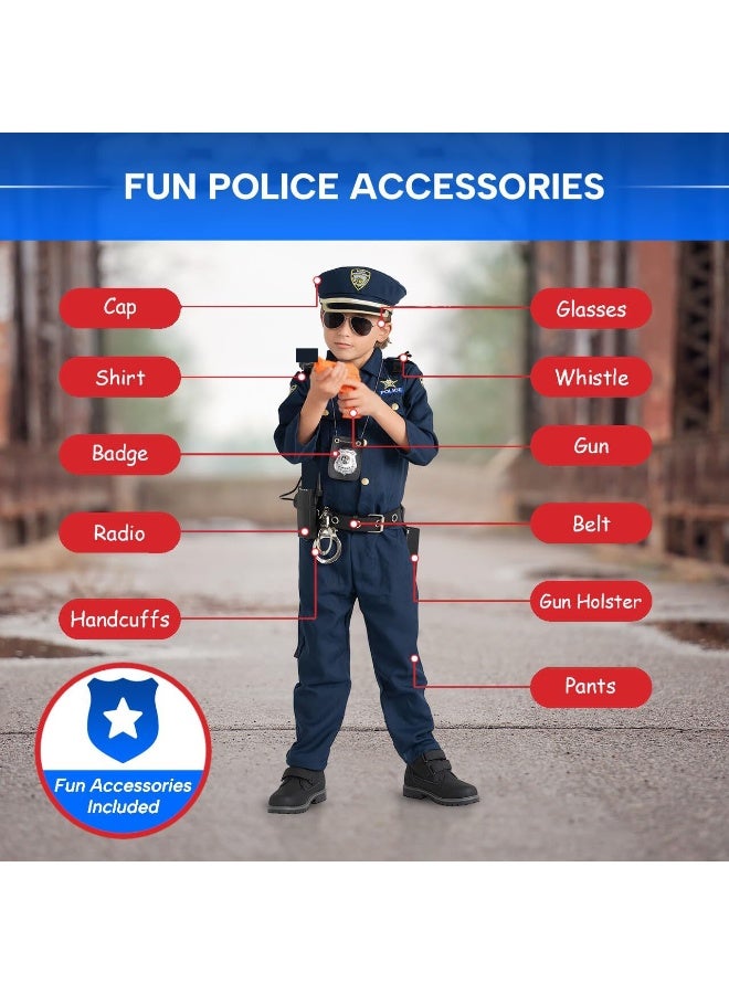 Halamodo 4 Pcs Kids Police Costume Set With Shirt, Pants, Hat and Belt, Children Role Play Cosplay Costume For Birthday Party, Stage Performance, Themed Party, Talent Show, Masquerade ,Best Gift For Boys and Girls - Image 5