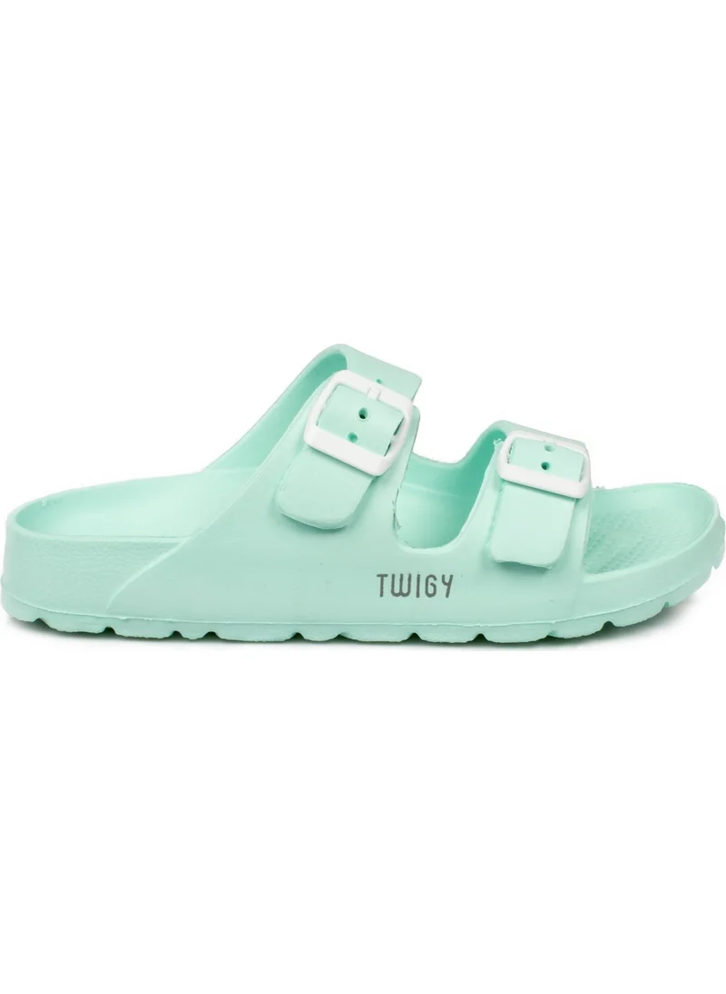 Twigy M1017 Jessica Double Strap Green Women's Slippers