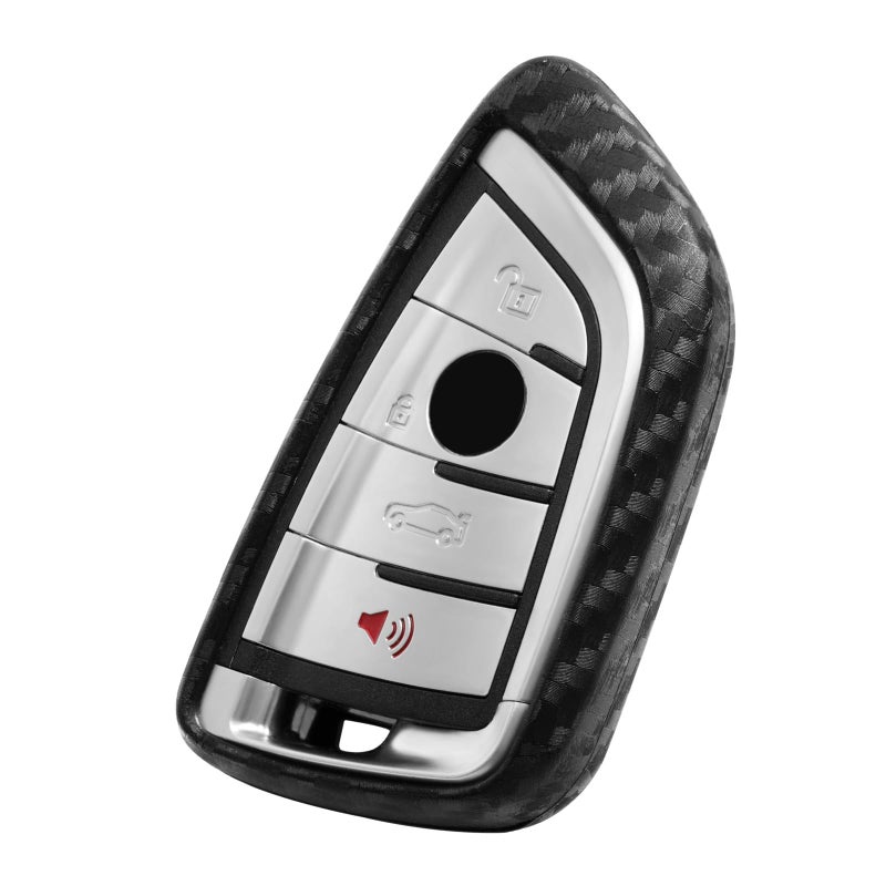 Worcas غطاء مفتاح WORCAS مصنوع من السيليكون بنمط ألياف الكربون متوافق مع BMW X1 X2 X3 X5 X6 متوافق مع BMW 1 Series 2 Series 5 Series 6 Series 7 Series 3 4 دخول بدون مفتاح عن بُعد - Image 1