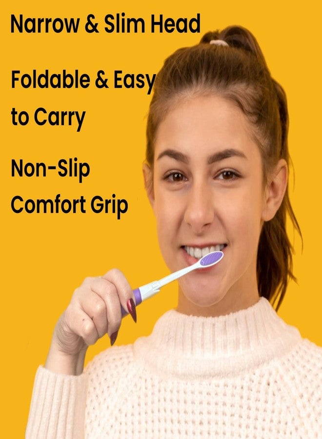 ALAZCO Comfort Hold Travel Toothbrush On The Go Folding Medium Bristle Brushes Compact Size Ergonomic Foldable Tooth Brush Camping Gym School Locker Backpack TSA Approved (4pc Medium) - Image 3