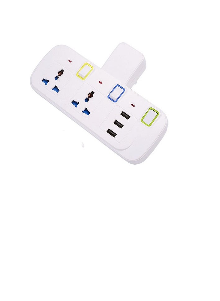 2 مقبس USB الجدار شاحن ( 3 USB ) ، البريطانية القياسية المسامية محول مع مفتاح مستقل ، المنزل / المكتب / السفر متعددة المقبس موسع ، مع السلطة تبديل الجدار المكونات ، أبيض